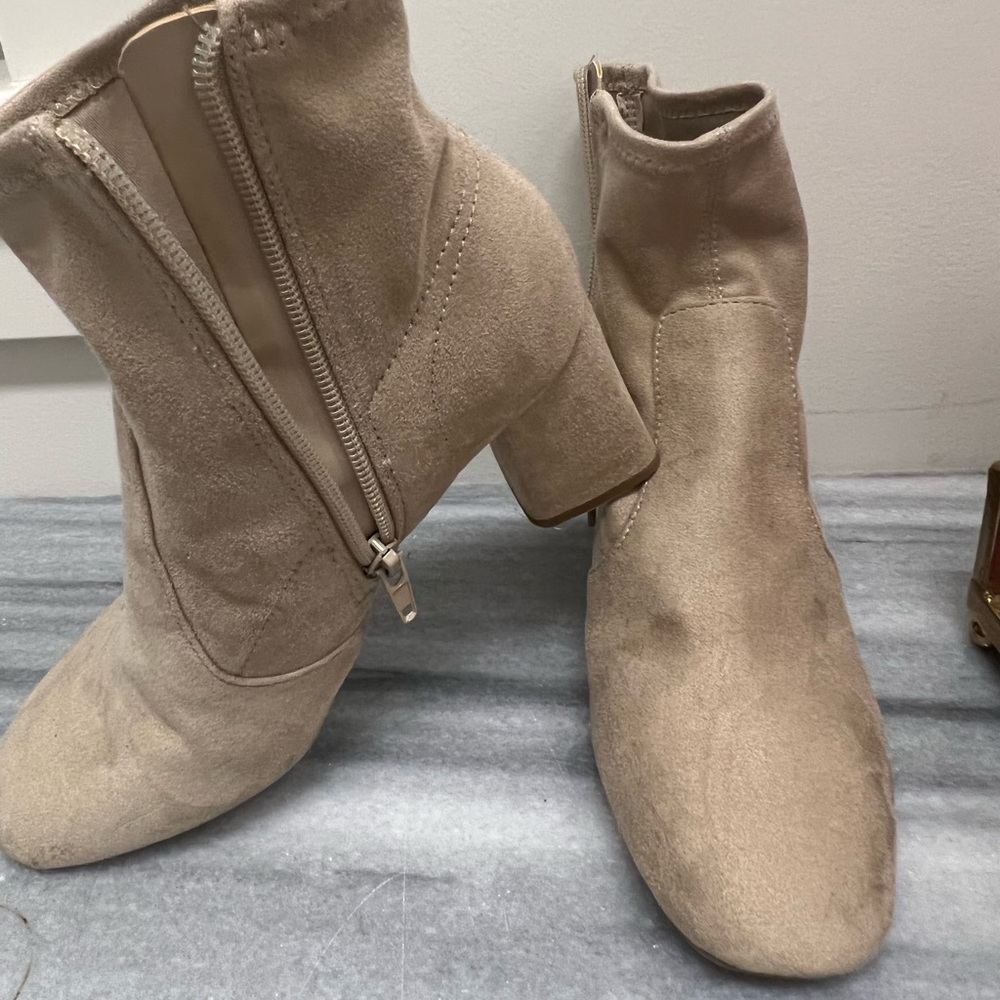 Tan taupe suede bootie